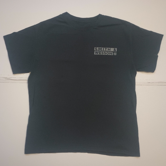 Smith & Wesson Men Medium Black Graphic Print Crew Neck Tee Red White Blue Print - Picture 2 of 6